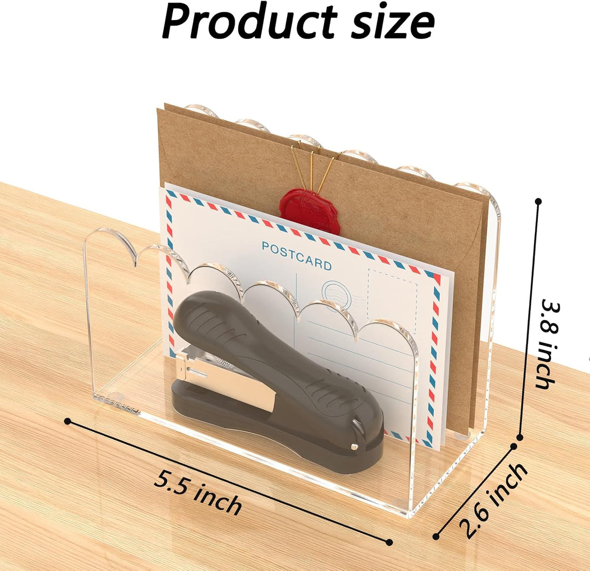3-Slot Acrylic Mail Organizer for Desktop – Scalloped Clear Document Sorter, Vertical File Holder for Office/Home, Space-Saving Desk Organizer for Letters,Envelope,Bills,Stationery