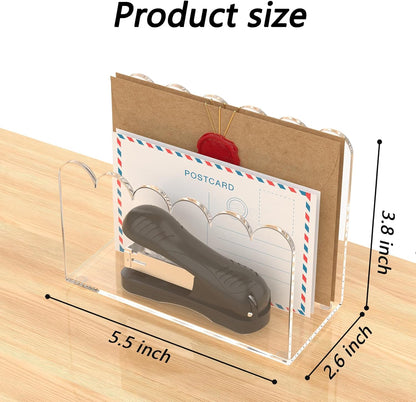 3-Slot Acrylic Mail Organizer for Desktop – Scalloped Clear Document Sorter, Vertical File Holder for Office/Home, Space-Saving Desk Organizer for Letters,Envelope,Bills,Stationery