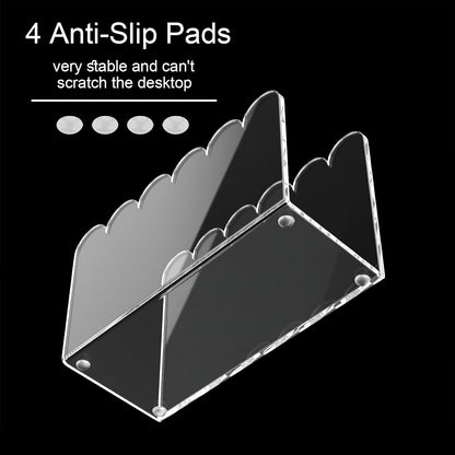 3-Slot Acrylic Mail Organizer for Desktop – Scalloped Clear Document Sorter, Vertical File Holder for Office/Home, Space-Saving Desk Organizer for Letters,Envelope,Bills,Stationery