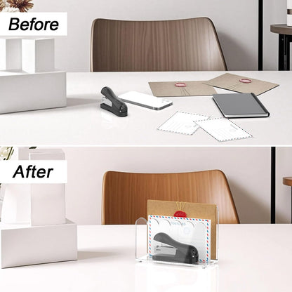 3-Slot Acrylic Mail Organizer for Desktop – Scalloped Clear Document Sorter, Vertical File Holder for Office/Home, Space-Saving Desk Organizer for Letters,Envelope,Bills,Stationery