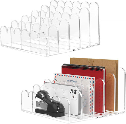 3-Slot Acrylic Mail Organizer for Desktop – Scalloped Clear Document Sorter, Vertical File Holder for Office/Home, Space-Saving Desk Organizer for Letters,Envelope,Bills,Stationery