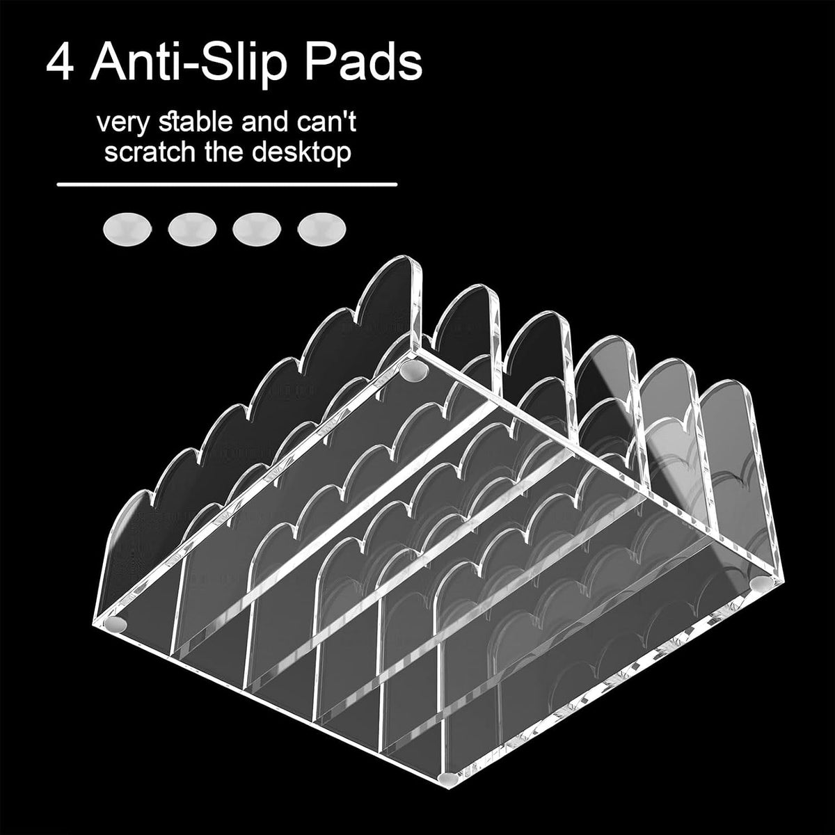 3-Slot Acrylic Mail Organizer for Desktop – Scalloped Clear Document Sorter, Vertical File Holder for Office/Home, Space-Saving Desk Organizer for Letters,Envelope,Bills,Stationery