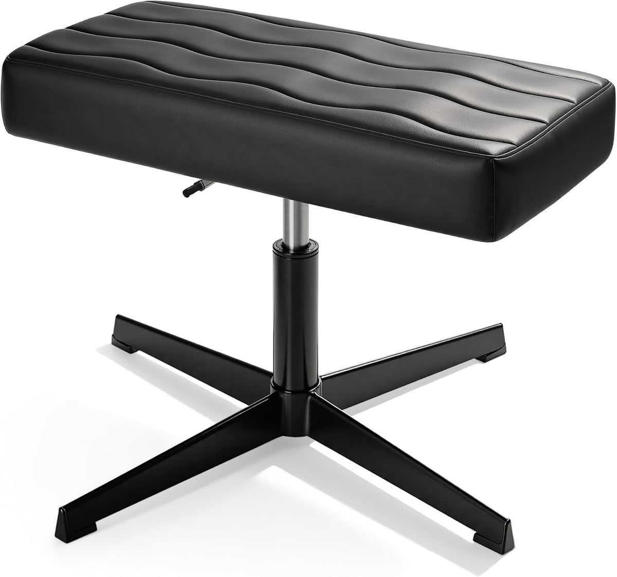 Under Desk Footrest, PU Ergonomic Foot Rest with Comfort Padding, Height Adjustable for Relieving Leg Pain, Stiffness, and etc, Black