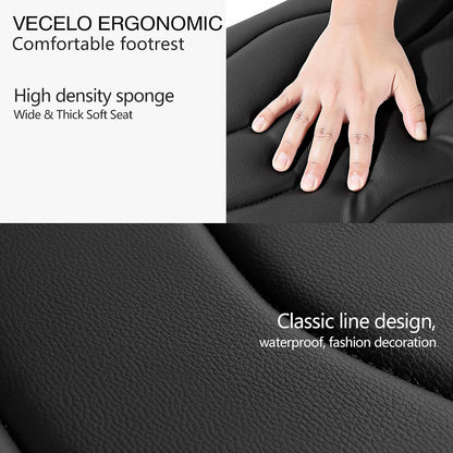 Under Desk Footrest, PU Ergonomic Foot Rest with Comfort Padding, Height Adjustable for Relieving Leg Pain, Stiffness, and etc, Black