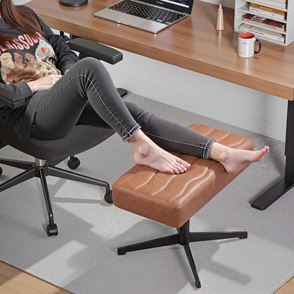 Under Desk Footrest, PU Ergonomic Foot Rest with Comfort Padding, Height Adjustable for Relieving Leg Pain, Stiffness, and etc, Black