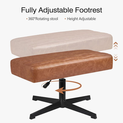 Under Desk Footrest, PU Ergonomic Foot Rest with Comfort Padding, Height Adjustable for Relieving Leg Pain, Stiffness, and etc, Black