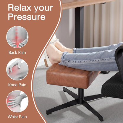 Under Desk Footrest, PU Ergonomic Foot Rest with Comfort Padding, Height Adjustable for Relieving Leg Pain, Stiffness, and etc, Black