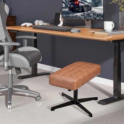 Under Desk Footrest, PU Ergonomic Foot Rest with Comfort Padding, Height Adjustable for Relieving Leg Pain, Stiffness, and etc, Black