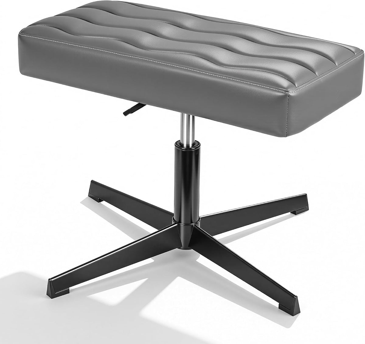 Under Desk Footrest, PU Ergonomic Foot Rest with Comfort Padding, Height Adjustable for Relieving Leg Pain, Stiffness, and etc, Black