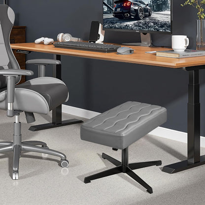 Under Desk Footrest, PU Ergonomic Foot Rest with Comfort Padding, Height Adjustable for Relieving Leg Pain, Stiffness, and etc, Black