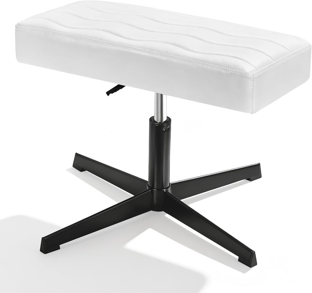 Under Desk Footrest, PU Ergonomic Foot Rest with Comfort Padding, Height Adjustable for Relieving Leg Pain, Stiffness, and etc, Black