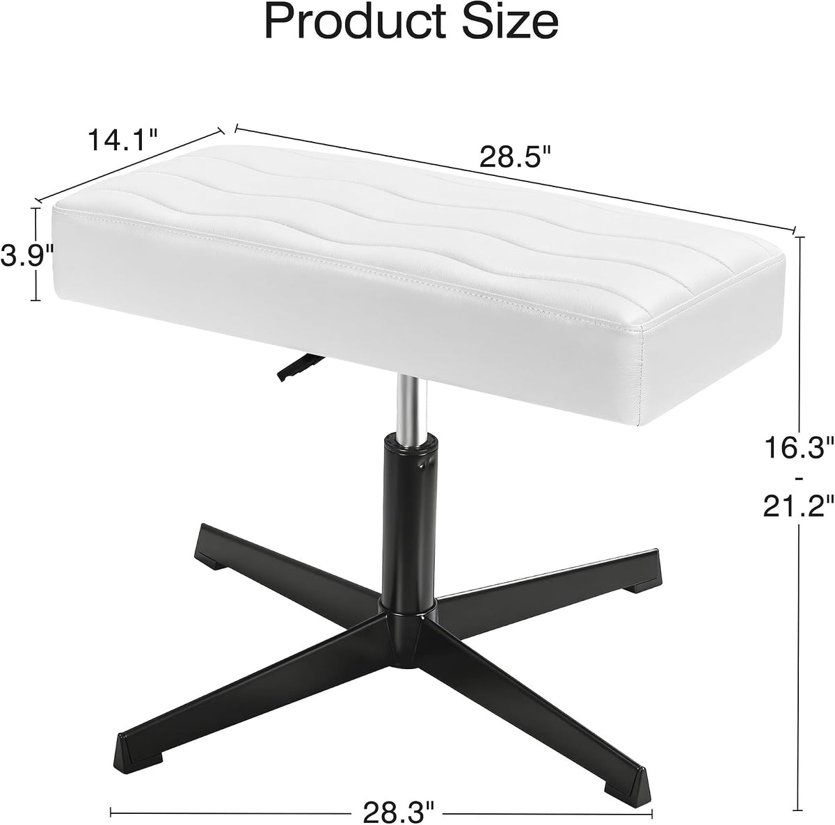 Under Desk Footrest, PU Ergonomic Foot Rest with Comfort Padding, Height Adjustable for Relieving Leg Pain, Stiffness, and etc, Black