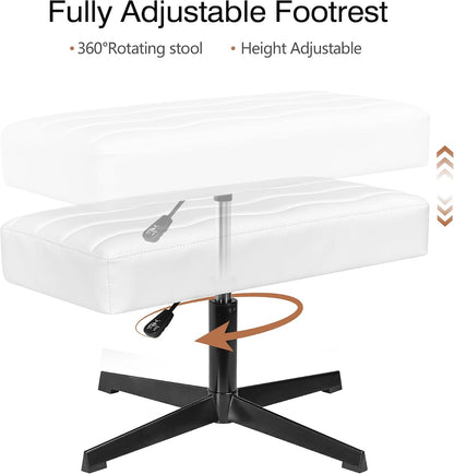 Under Desk Footrest, PU Ergonomic Foot Rest with Comfort Padding, Height Adjustable for Relieving Leg Pain, Stiffness, and etc, Black