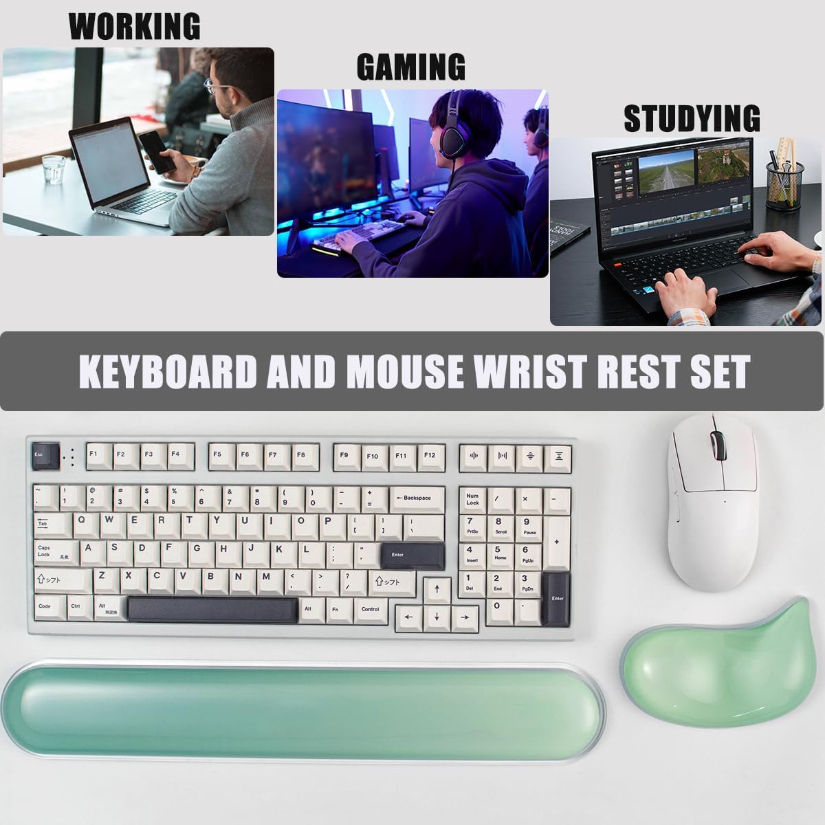 Gel Keyboard and Mouse Wrist Rest Set,Wrist Support for Computer Keyboard