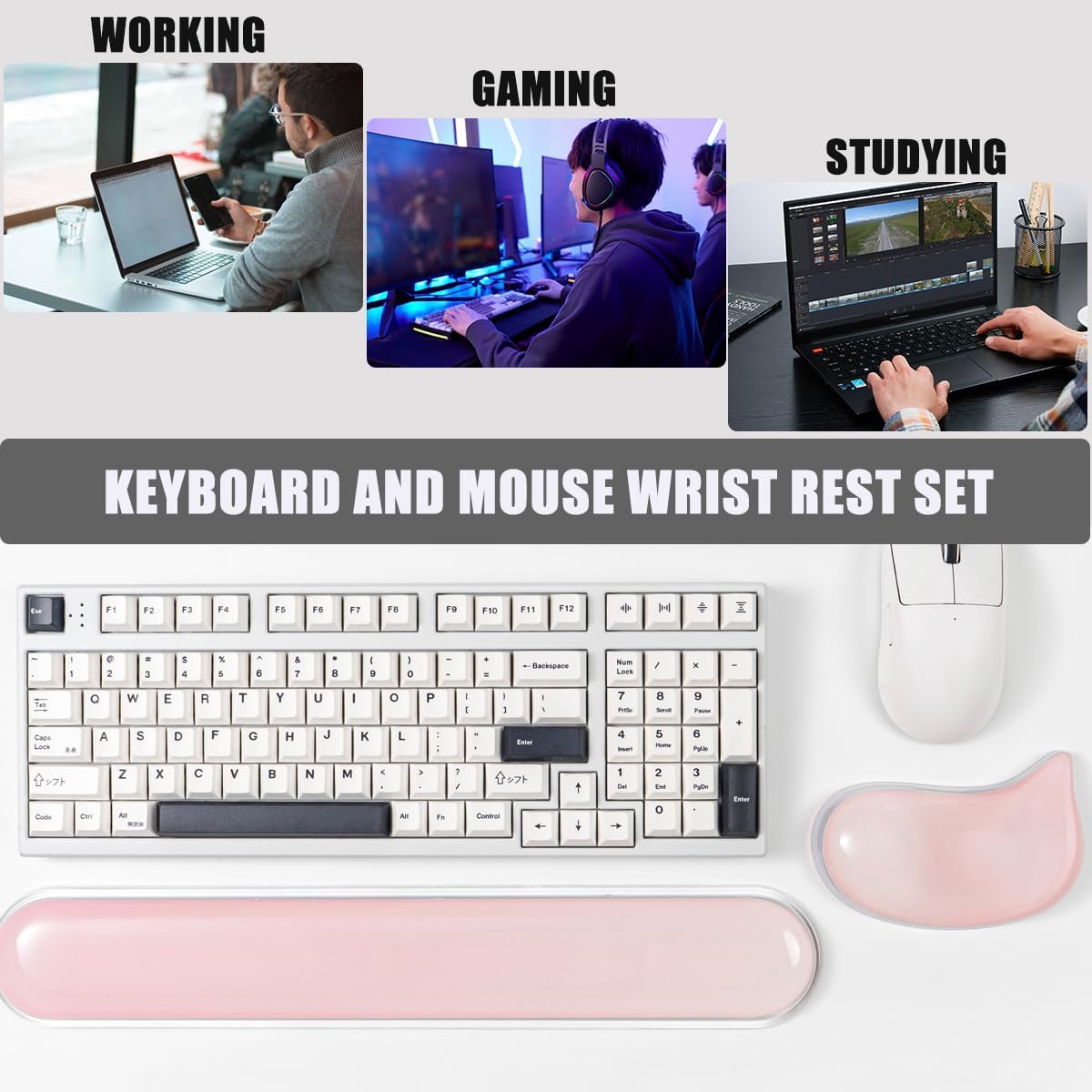 Gel Keyboard and Mouse Wrist Rest Set,Wrist Support for Computer Keyboard