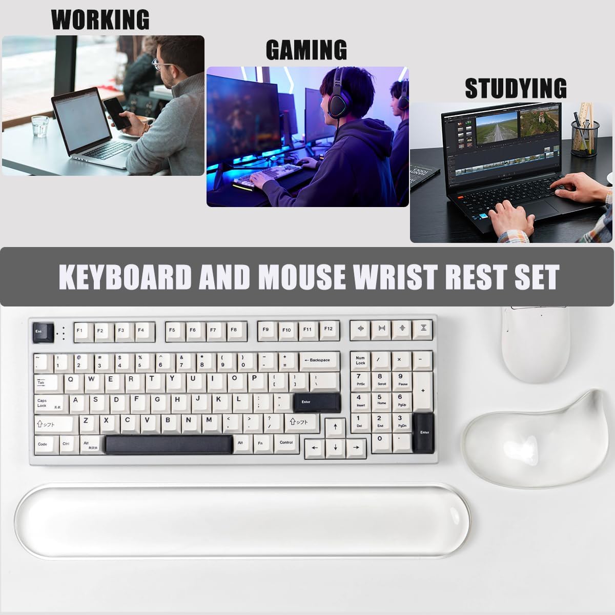 Gel Keyboard and Mouse Wrist Rest Set,Wrist Support for Computer Keyboard