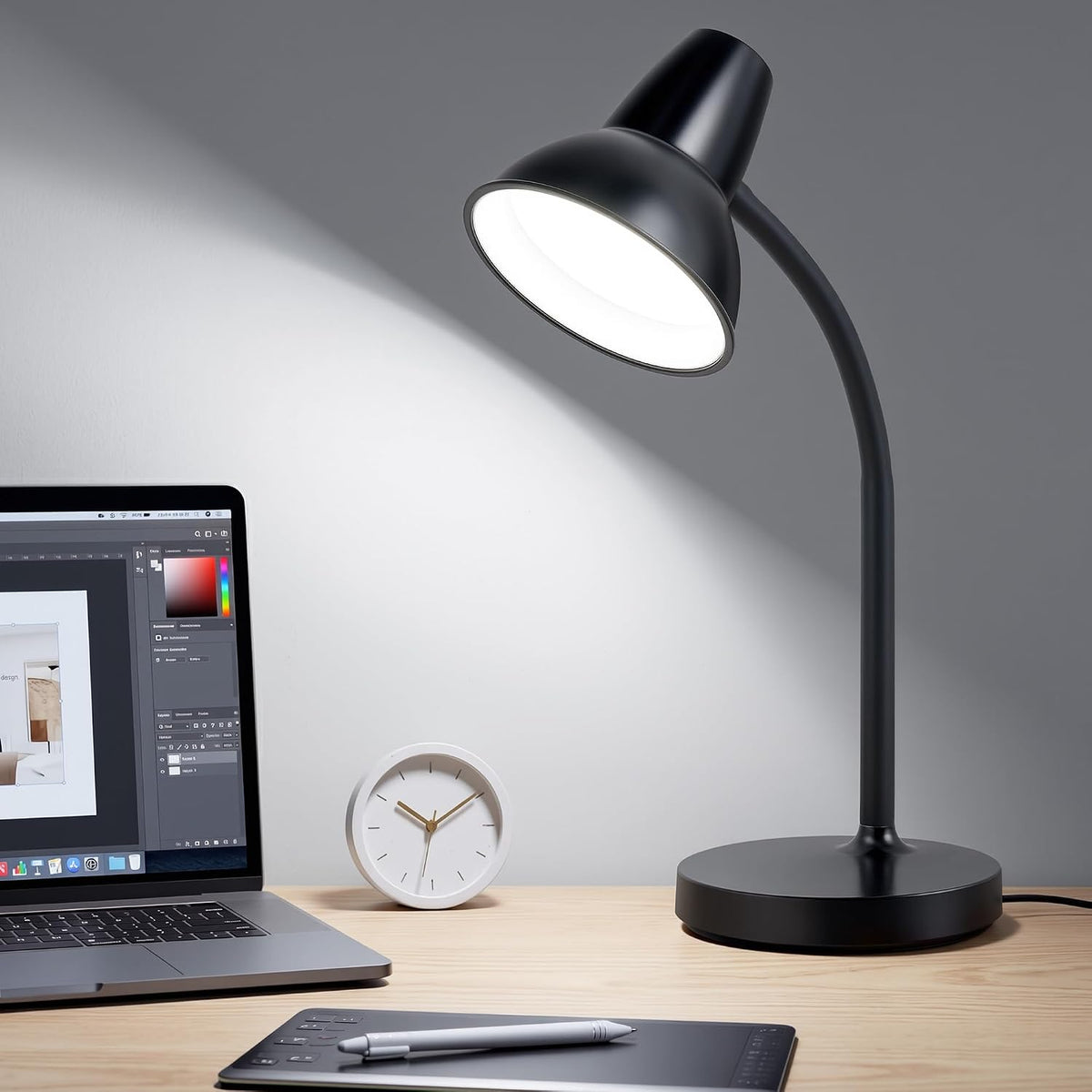 Clip On LED Desk Lamp, Flexible Arm, Eye-Caring Study Lamps for School Dorm