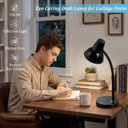 Clip On LED Desk Lamp, Flexible Arm, Eye-Caring Study Lamps for School Dorm