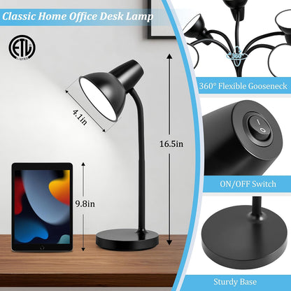 Clip On LED Desk Lamp, Flexible Arm, Eye-Caring Study Lamps for School Dorm