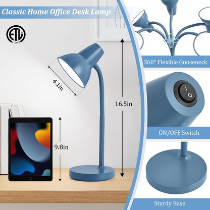 Clip On LED Desk Lamp, Flexible Arm, Eye-Caring Study Lamps for School Dorm