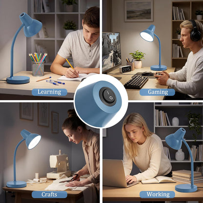 Clip On LED Desk Lamp, Flexible Arm, Eye-Caring Study Lamps for School Dorm
