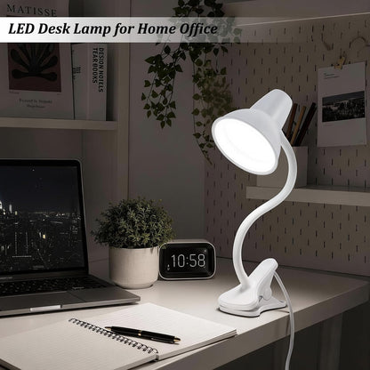 Clip On LED Desk Lamp, Flexible Arm, Eye-Caring Study Lamps for School Dorm