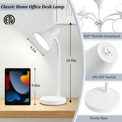 Clip On LED Desk Lamp, Flexible Arm, Eye-Caring Study Lamps for School Dorm