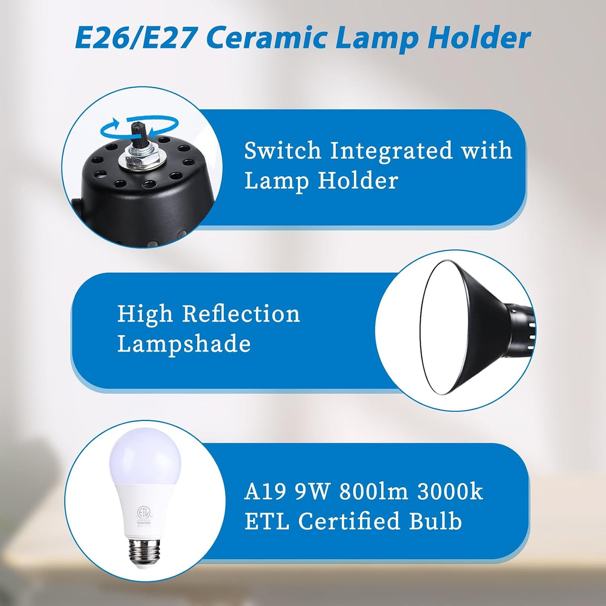 Swing Arm Desk Lamp for Home Office 360°Adjustable