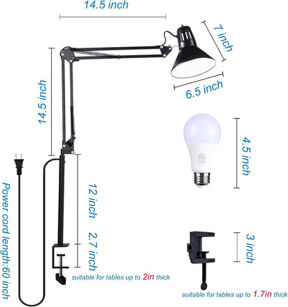 Swing Arm Desk Lamp for Home Office 360°Adjustable
