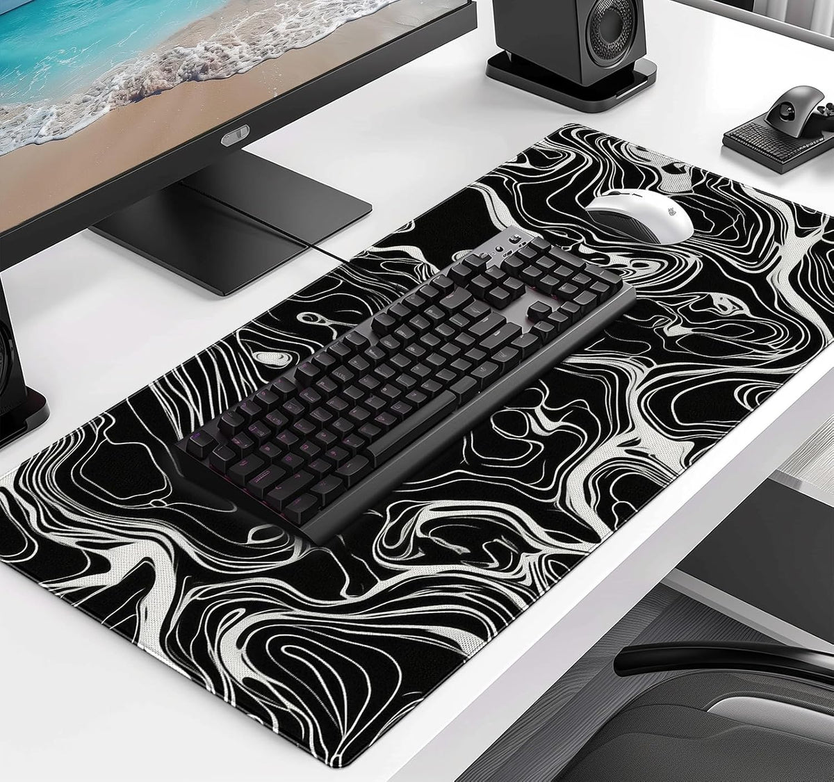 Retro American Flag XL Gaming Mouse Pad with Stitching Edge Laptop Desk Mat