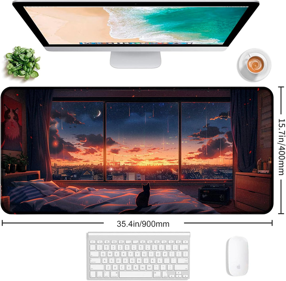 Retro American Flag XL Gaming Mouse Pad with Stitching Edge Laptop Desk Mat