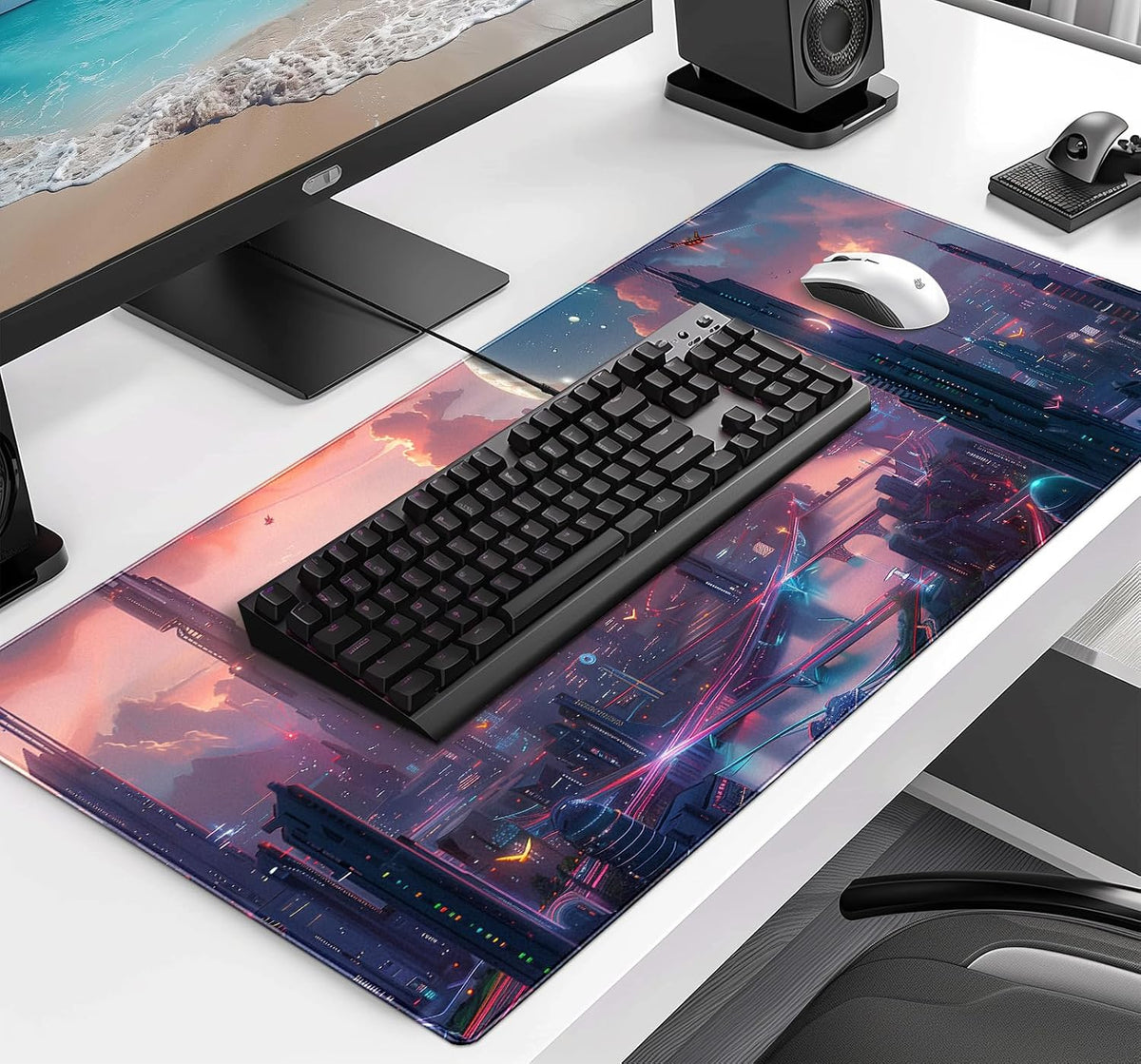 Retro American Flag XL Gaming Mouse Pad with Stitching Edge Laptop Desk Mat
