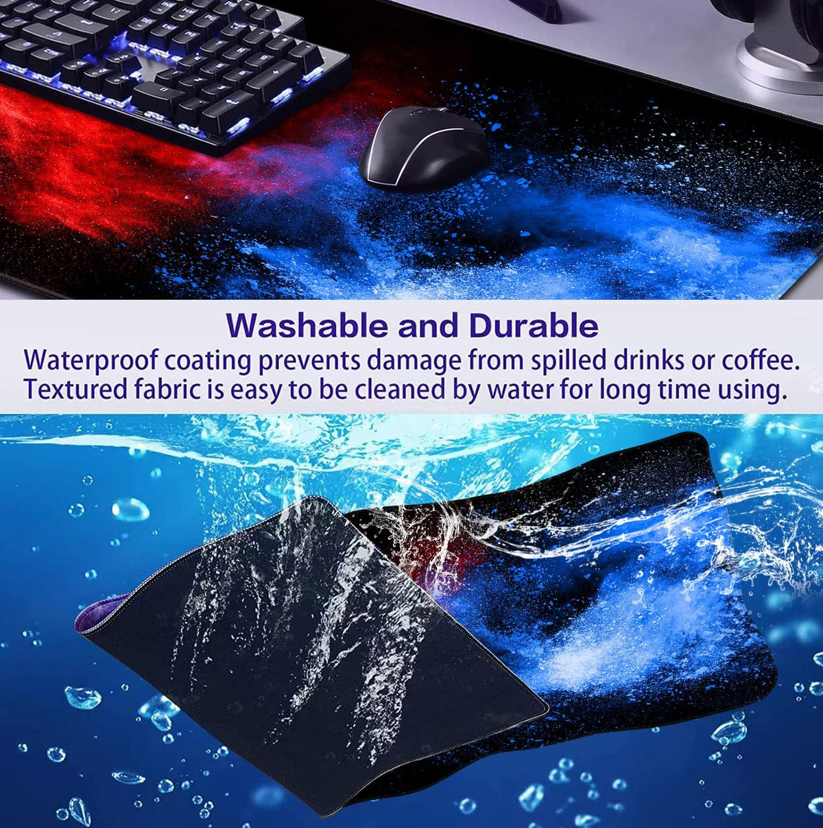 Retro American Flag XL Gaming Mouse Pad with Stitching Edge Laptop Desk Mat