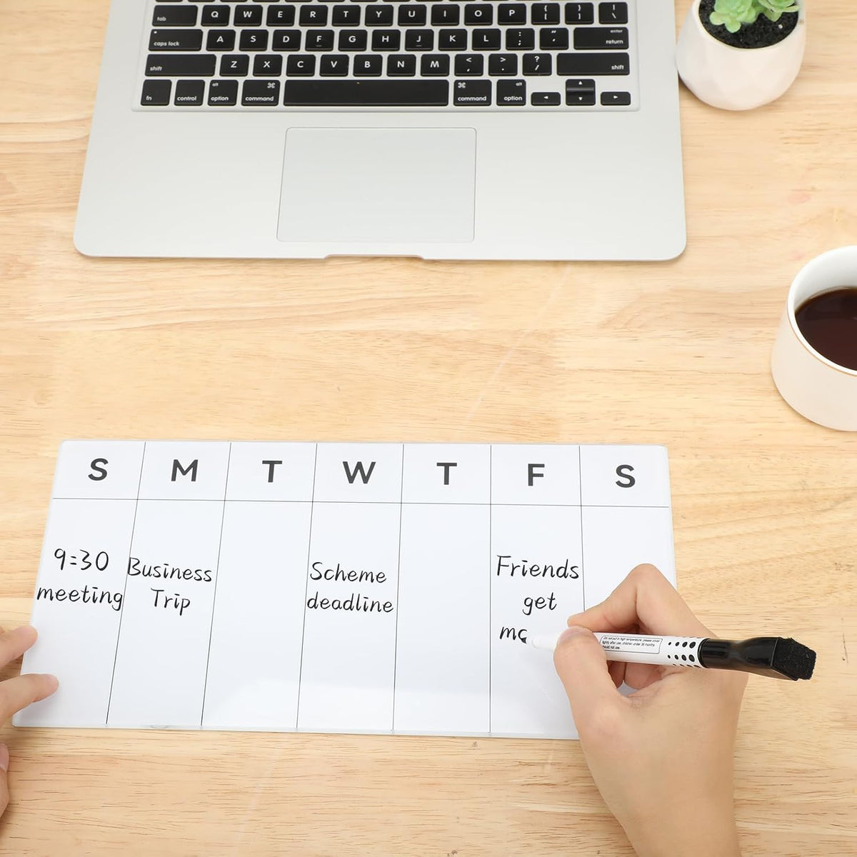 Desktop Glass Weekly Whiteboard with Detachable Wood Stand Weekly Dry Erase Board Weekly Calendar Whiteboard Weekly Planner to Do List White Board Desk Planner 11.8x5.86 for Office, Home, School