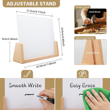 Desktop Glass Weekly Whiteboard with Detachable Wood Stand Weekly Dry Erase Board Weekly Calendar Whiteboard Weekly Planner to Do List White Board Desk Planner 11.8x5.86 for Office, Home, School