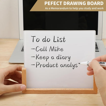 Desktop Glass Weekly Whiteboard with Detachable Wood Stand Weekly Dry Erase Board Weekly Calendar Whiteboard Weekly Planner to Do List White Board Desk Planner 11.8x5.86 for Office, Home, School