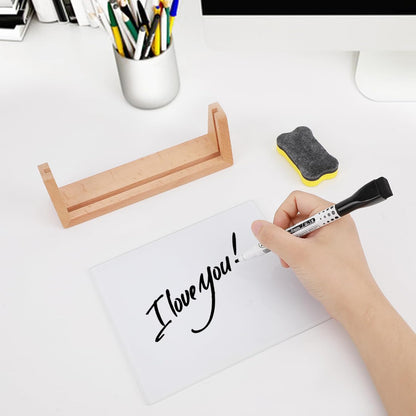 Desktop Glass Weekly Whiteboard with Detachable Wood Stand Weekly Dry Erase Board Weekly Calendar Whiteboard Weekly Planner to Do List White Board Desk Planner 11.8x5.86 for Office, Home, School