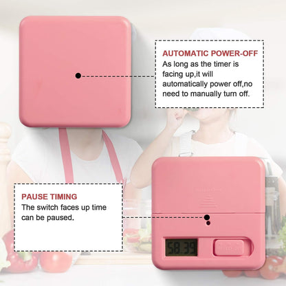 Cube Timer, Gravity Sensor Flip Timer for ADHD, Pink