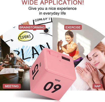 Cube Timer, Gravity Sensor Flip Timer for ADHD, Pink