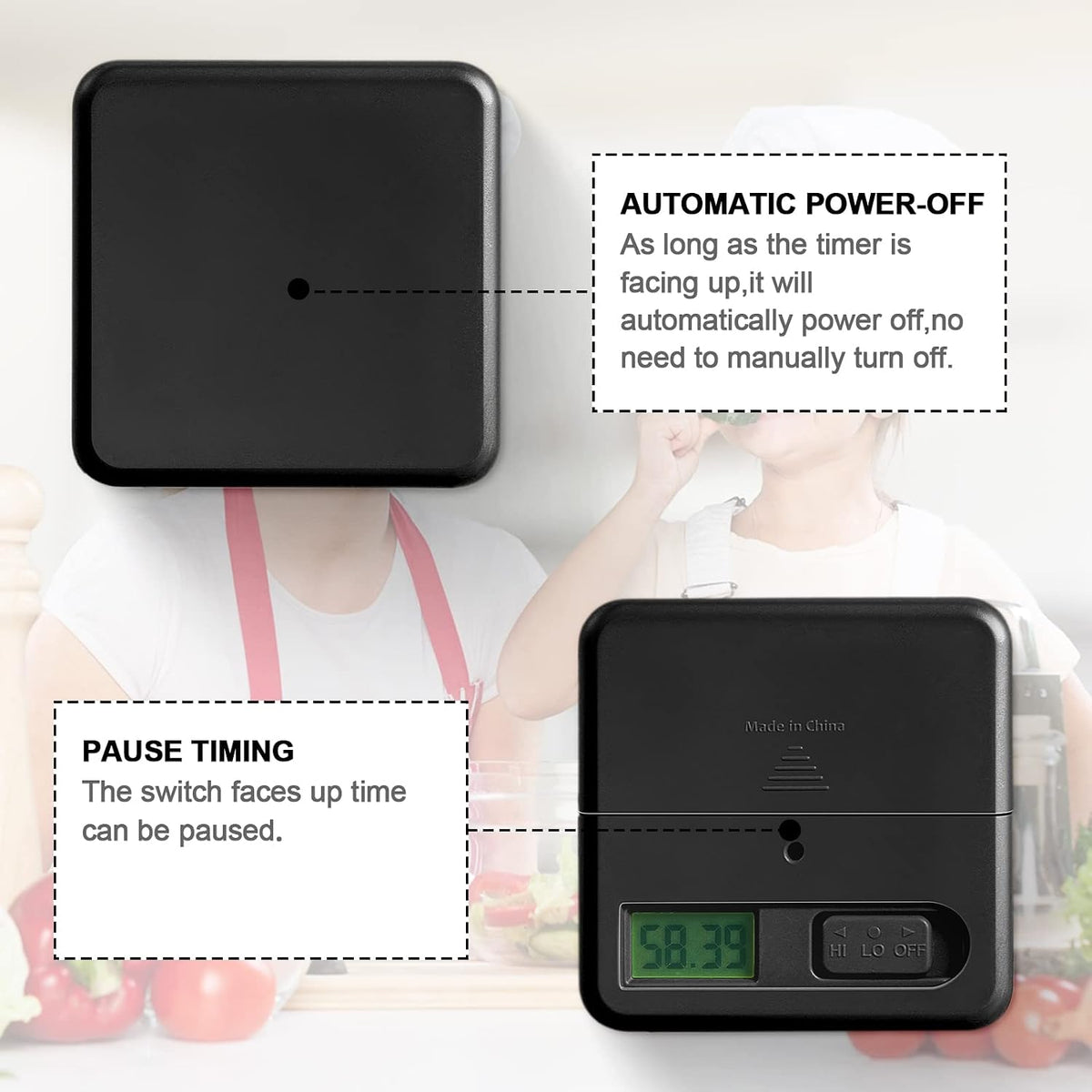 Cube Timer, Gravity Sensor Flip Timer for ADHD, Pink