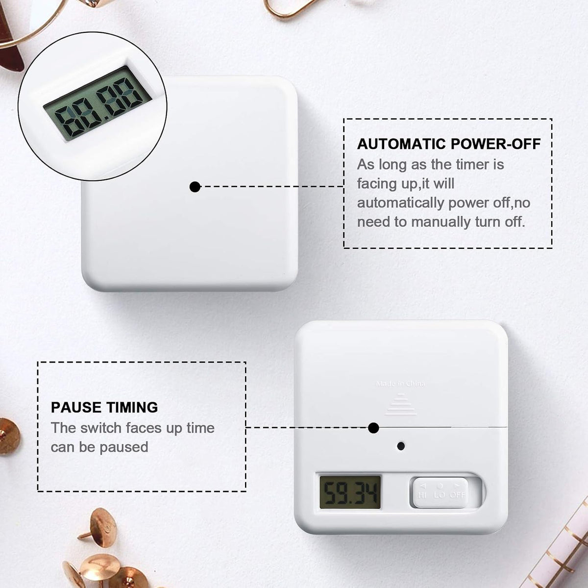 Cube Timer, Gravity Sensor Flip Timer for ADHD, Pink
