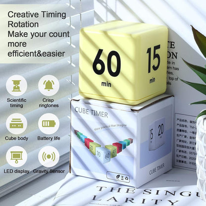 Cube Timer, Gravity Sensor Flip Timer for ADHD, Pink