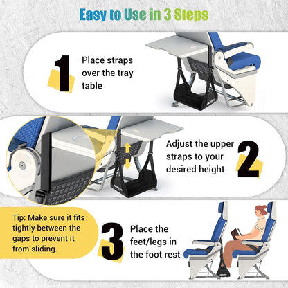 2-Pack Foot Hammock Plane Travel, No Collapse Thickened Bamboo Foot Rest