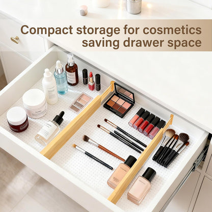 Adjustable Bamboo Drawer Dividers of 4, Expandable Organizers (16.9"-22.2")