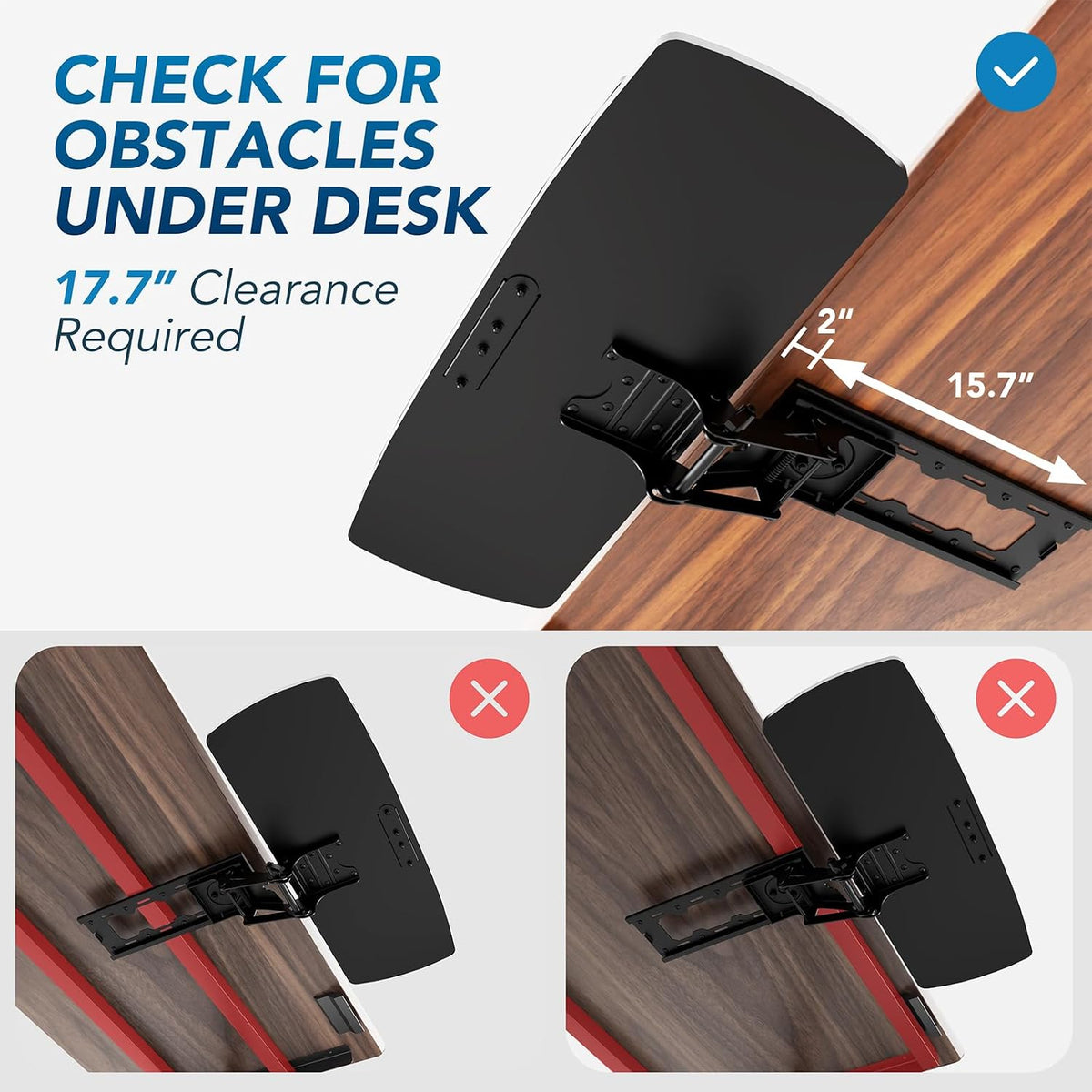 AX WABER Keyboard Tray Under Desk with Storage Drawer, Height Adjustable Keyboard Tray Slide Out 360° Swivel Tilt, Ergonomic Under Desk Mount Keyboard & Mouse Holder for Gaming Home Office, Black