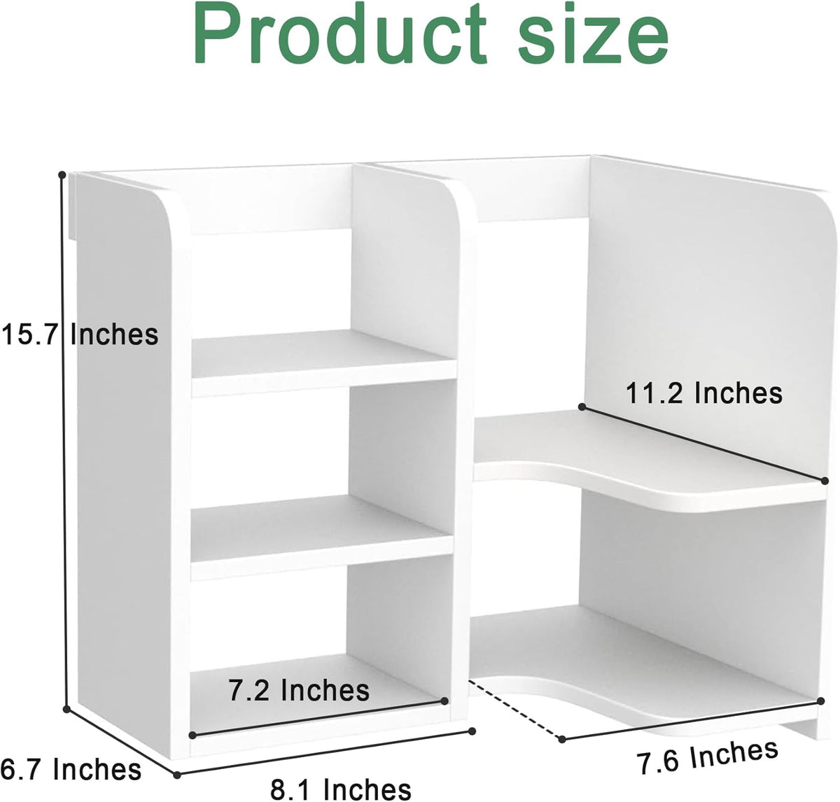 Desk Shelf,Small Bookshelf,Wooden Desk Hutch Desk Organizers,White Desktop Bookshelf and Accessories Storage Display Rack in Home Office Dorm,Freestanding Desk Shelf