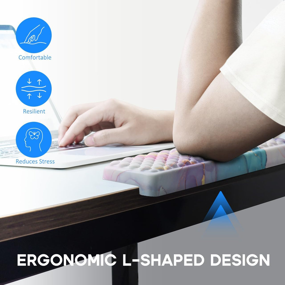L-Shaped Desk Elbow Pad for Desk,Memory Foam Elbow Support Pad 2Pack