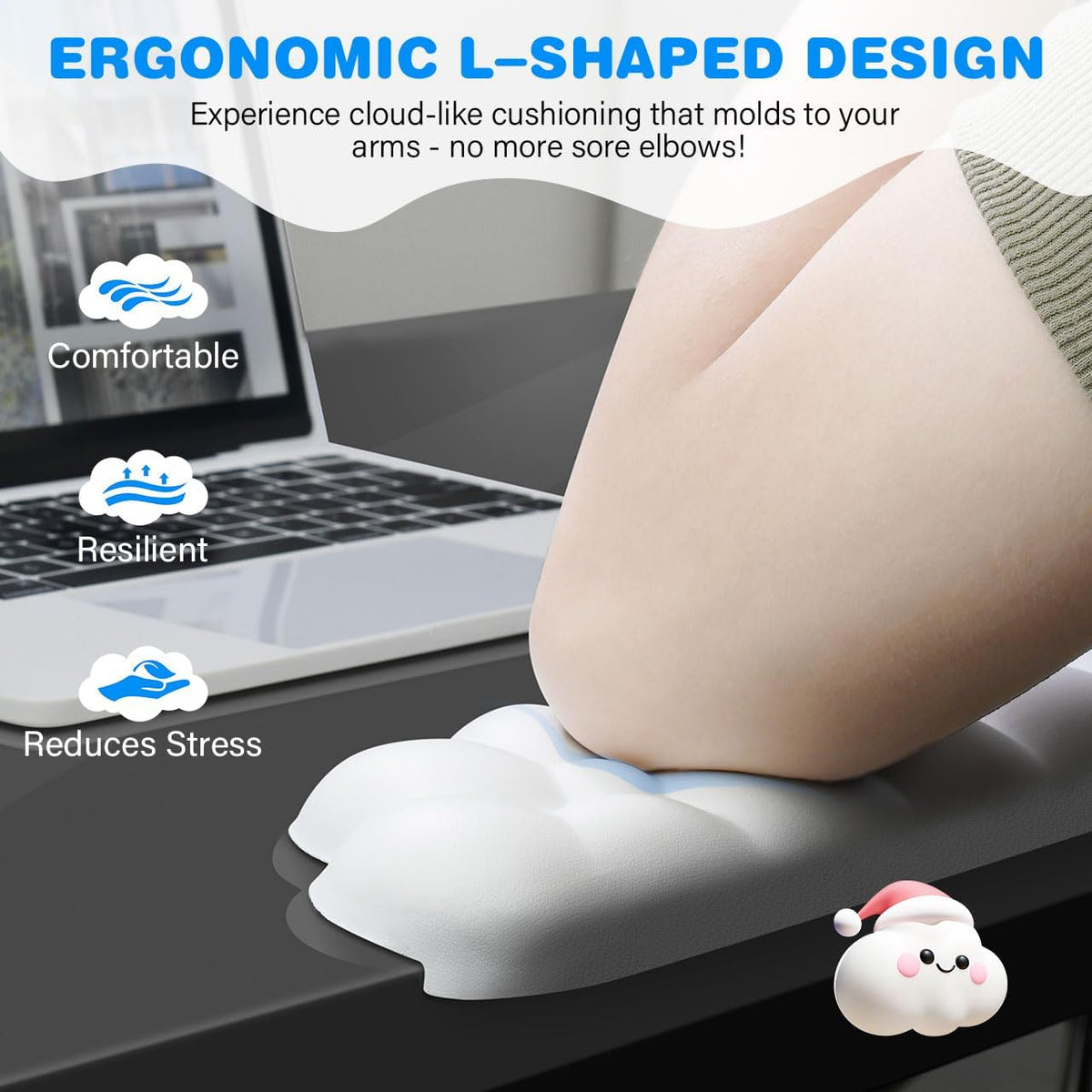L-Shaped Desk Elbow Pad for Desk,Memory Foam Elbow Support Pad 2Pack