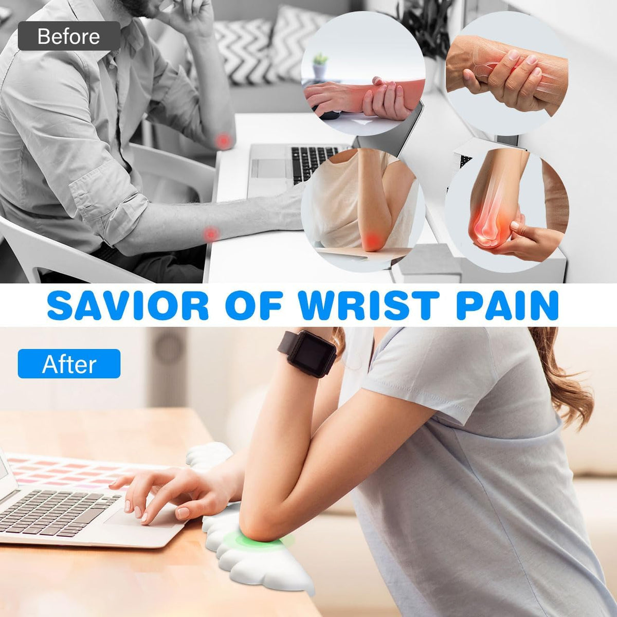 L-Shaped Desk Elbow Pad for Desk,Memory Foam Elbow Support Pad 2Pack