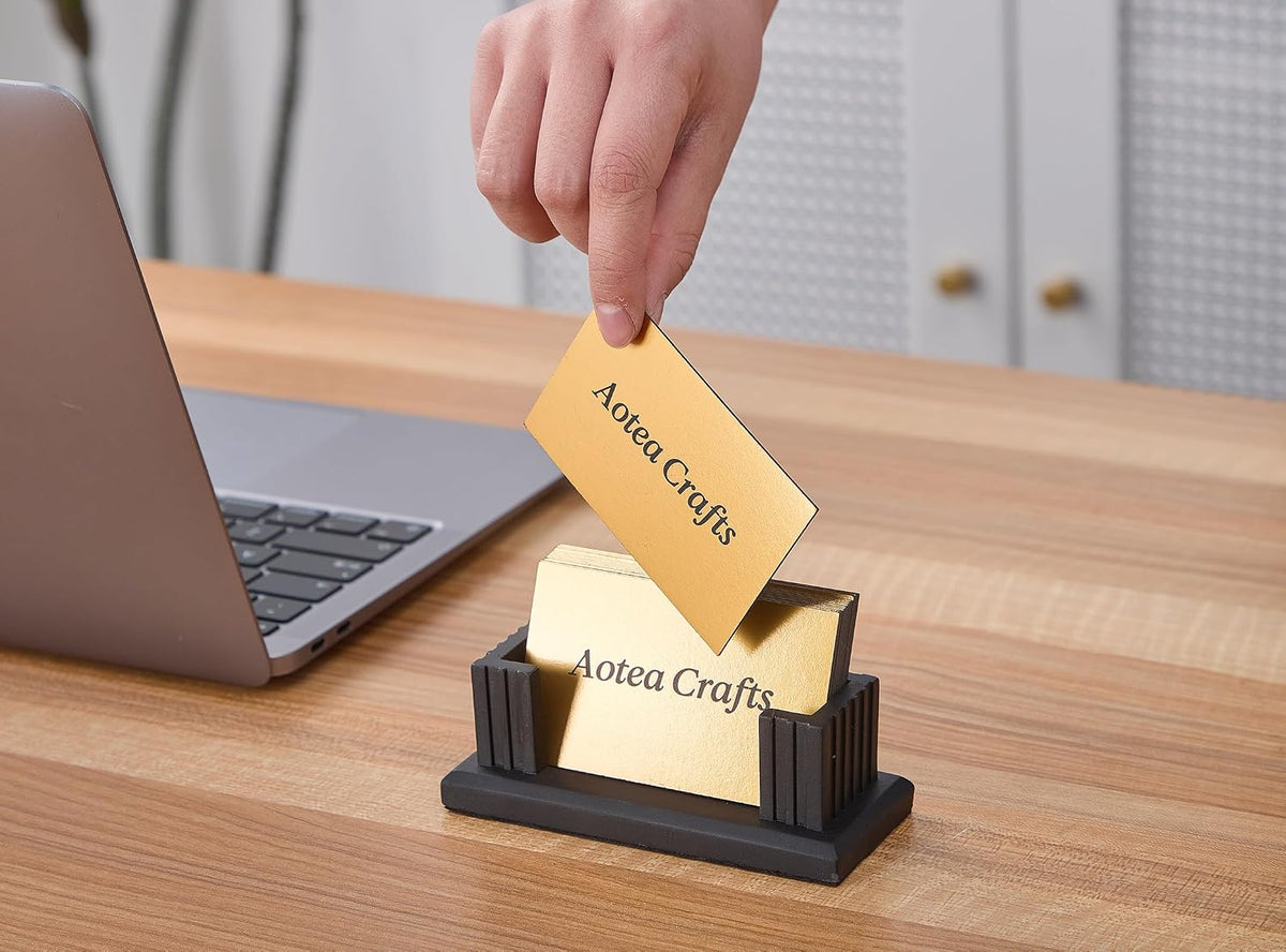 Concrete Business Card Holder Desk - Business Card Display Stand - Black